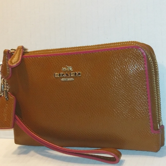 EUC☆COACH☆Edgepaint Crossgrain Leather Large Double Zip Clutch Wristlet~Rare - Picture 16 of 16